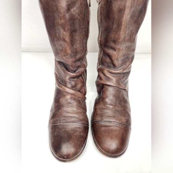 FIORENTINI+BAKER Brown Leather Tall Boots Zip Up Back and Zip Side sz 8 -7.5 8.5 - Picture 12 of 14
